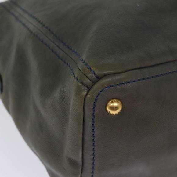 PRADA Hand Bag Leather Gray Auth yk12403 - Picture 9 of 16